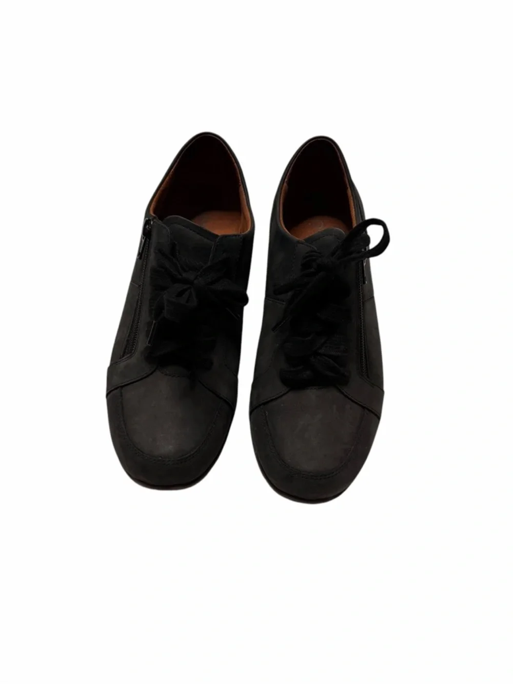 Vionic Abigail Black Nubuck Lace-Up Zip Sneaker Arch Support 7 Wide